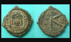 Byzantine, Maurice Tiberius, Half-Follis, Constantinople Mint
